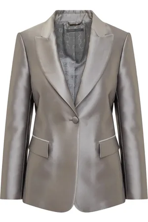 Alberta Ferretti Jassen, Dames, Grijs, S, Stijlvolle Single-Breasted Blazer met Knopen