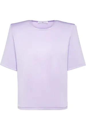 MVP Wardrobe Tops, Dames, Paars, M, Glanzende Crew Neck T-Shirt