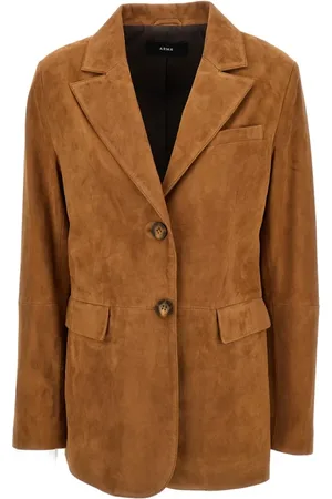 arma leder Jassen, Dames, Bruin, L, Suede Blazer Minorca Stijlvolle Jas