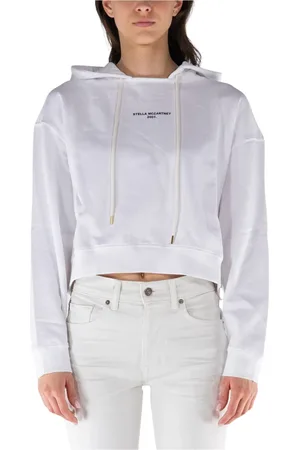 Stella McCartney Sweatshirts & Hoodies, Dames, Wit, XS, Katoen, Casual Logo Hoodie