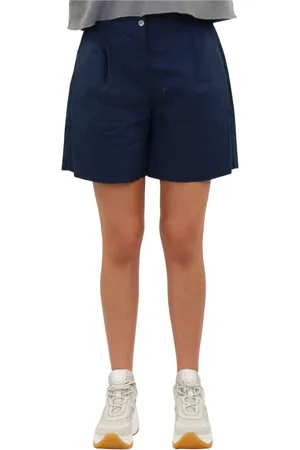 Woolrich Korte broeken, Dames, Blauw, XL, Katoen, Stijlvolle Comfortabele Korte Shorts