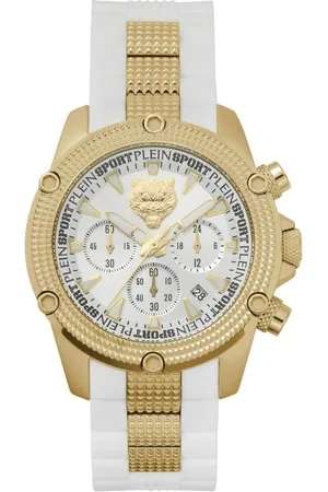 Philipp Plein Accessoires, Dames, Veelkleurig, ONE Size, Hurricane Chrono Gouden Wit Horloge