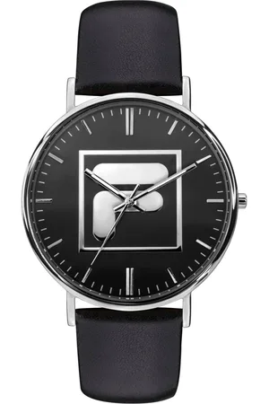 Fila Accessoires, Heren, Zwart, ONE Size, Heren Leren Horloge style 38-108-002