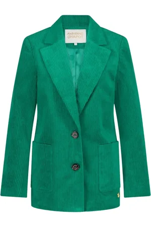 Fabienne Chapot Jassen, Dames, Groen, XS, Corduroy Blazer met Clic-Kraag