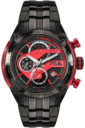 Fila Accessoires, Heren, Zwart, ONE Size, Sportieve Chronograaf Horloge F-Racer