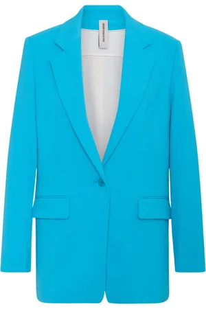 Drykorn Jassen, Dames, Blauw, L, Polyester, Blauw-Turquoise Blazer met Achtersplit