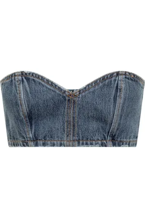 Monot Tops, Dames, Blauw, S, Denim, Zoete Denim Bandeau Top