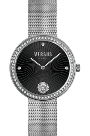 VERSACE Accessoires, Dames, Grijs, ONE Size, Elegante Mesh Band Dameshorloge