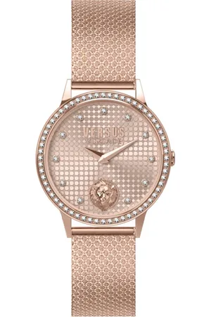 VERSACE Accessoires, Dames, Roze, ONE Size, Kristal Strandbank Dameshorloge