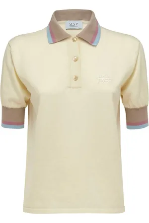 MVP Wardrobe Tops, Dames, Veelkleurig, M, Katoen, Gestreept Gebreid Poloshirt