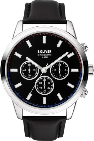 QS by s.Oliver Accessoires, Dames, Grijs, ONE Size, Chronograaf Leren Horloge