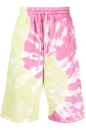 GCDS Korte broeken, Heren, Roze, M, Katoen, Rode Tie-Dye Bermuda Shorts