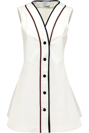 MVP Wardrobe Kleedjes, Dames, Wit, XS, Katoen, Wijdvallende Katoenen Mini Jurk met V-Hals