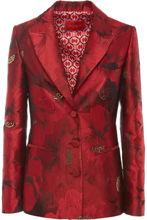 La DoubleJ Jassen, Dames, Rood, S, Leer, Ruby Brocade Blazer