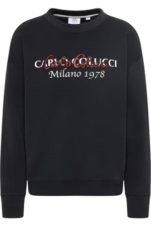 Carlo Colucci Sweatshirts & Hoodies, Heren, Zwart, XL, Oversize Sweatshirt Casual Stijl