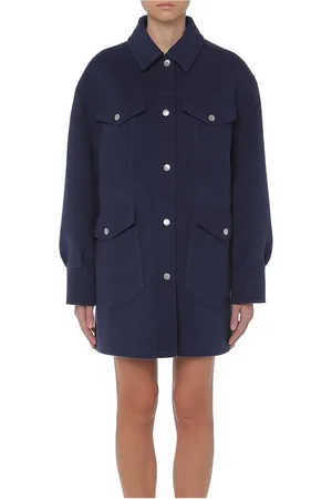 Moschino Mantels, Dames, Blauw, S, Wol, Wollen Enkellange Jas