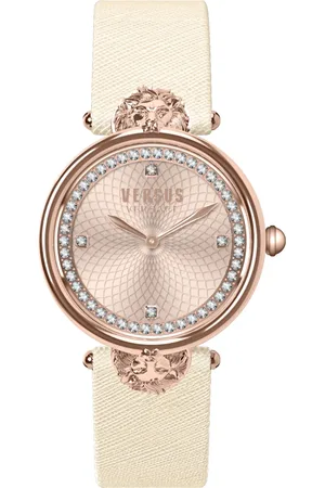 VERSACE Accessoires, Dames, Roze, ONE Size, Victoria Harbour Leren Band Horloge