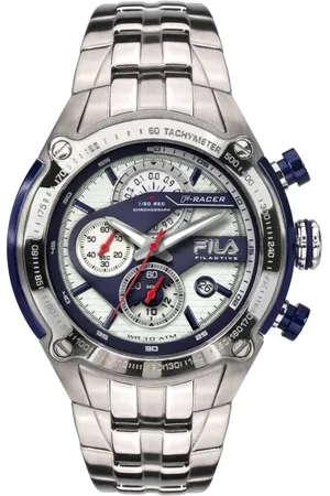 Fila Accessoires, Heren, Grijs, ONE Size, Sportieve Chronograaf Horloge F-Racer Blauw