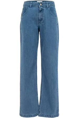 MVP Wardrobe Jeans, Dames, Blauw, S, Denim, Vintage Wash Denim Palazzo Broek