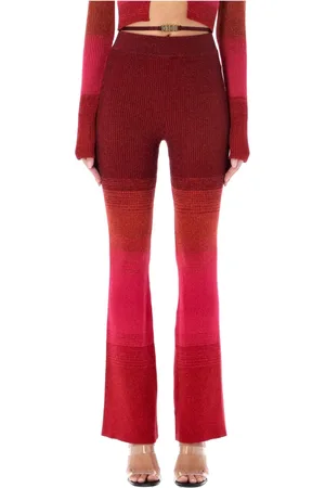 GCDS Broeken, Dames, Rood, S, Lurex degrad gebreide broek