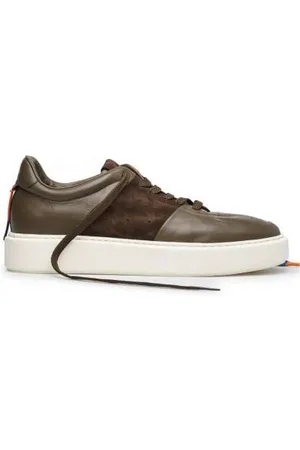 Barracuda Schoenen, Heren, Bruin, 41 EU, Leer, Militair Groene Leren Sneakers