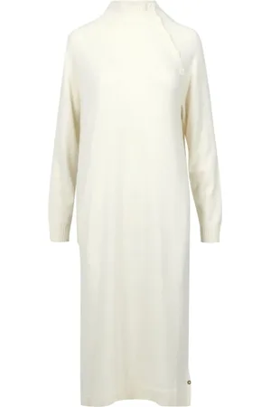 pennyblack Kleedjes, Dames, , S, Wol, Crème Maxi Jurk met Mock Hals