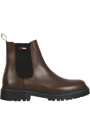 Tommy Hilfiger Schoenen, Dames, Bruin, 36 EU, Leer, Bruine Leren Chelsea Booties