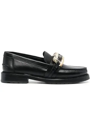 Moschino Schoenen, Dames, Zwart, 36 EU, Leer, Zwarte Leren Loafers voor Vrouwen