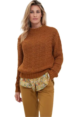 ALPHA STUDIO Truien, Dames, Bruin, M, Klassieke Crew Neck Sweater