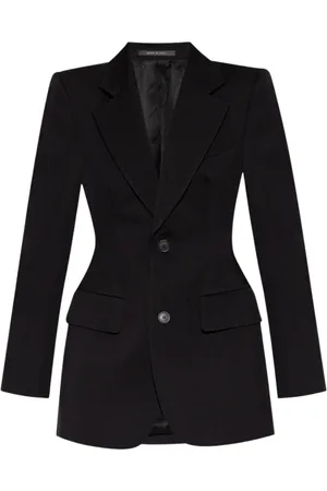 Balenciaga Jassen, Dames, Zwart, M, Wol, Zwarte Wollen Blazer met Revers