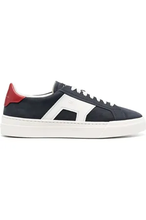 santoni Schoenen, Heren, Blauw, 44 EU, Leer, Luxe Leren Sneakers
