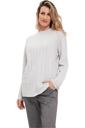ALPHA STUDIO Truien, Dames, Grijs, M, Klassieke Crew Neck Sweater