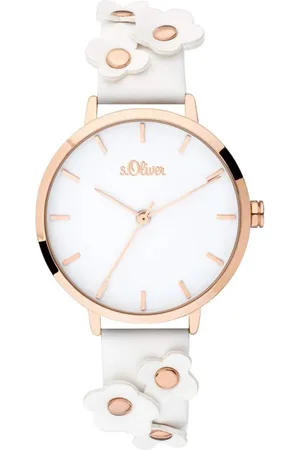 QS by s.Oliver Accessoires, Dames, Wit, ONE Size, Leer, Dameshorloge So-3699-Lq Wit Leer