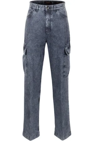 MOORER Jeans, Dames, Blauw, W29, Denim, Japanse Denim Cargo Broek