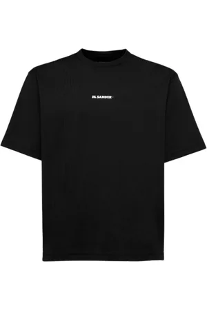 Jil Sander Tops, Heren, Zwart, S, Polyester, Zwart Logo T-Shirt Slim Fit