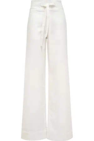 MVP Wardrobe Broeken, Dames, Wit, M, Katoen, Hoge taille palazzo jeans in donkere wassing
