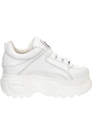 Buffalo Schoenen, Dames, Wit, 40 EU, Witte Leren Profiel Sneakers voor Vrouwen