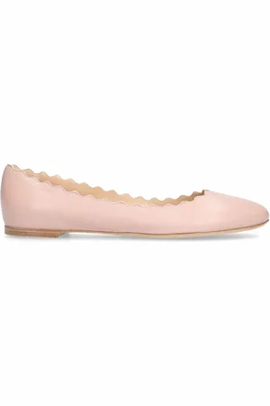 Chloé Schoenen, Dames, Roze, 39 EU, Leer, Roze Ballerina Schoenen met Golvende Rand