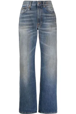 R13 Jeans, Dames, Blauw, W27, Katoen, Stalen Blauwe Straight-Leg Jeans