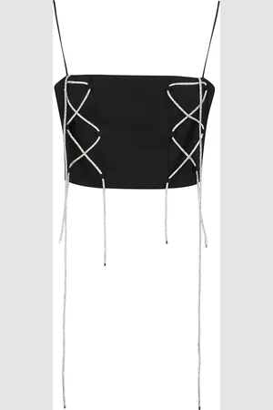 GIUSEPPE DI MORABITO Tops, Dames, Zwart, S, Satijn, Zwarte Satijnen Mouwloze Top