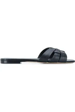 Saint Laurent Schoenen, Dames, Zwart, 36 EU, Leer, Stijlvolle Tribute Mules met Vierkante Neus