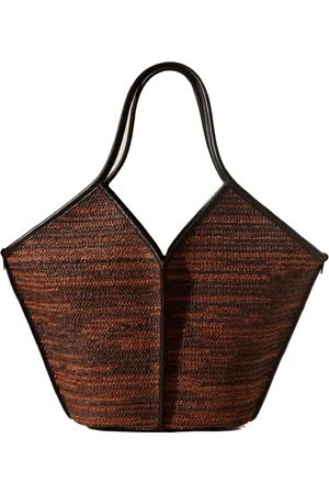 Hereu Tassen, Dames, Veelkleurig, ONE Size, Bicolour Stro Tote Tas