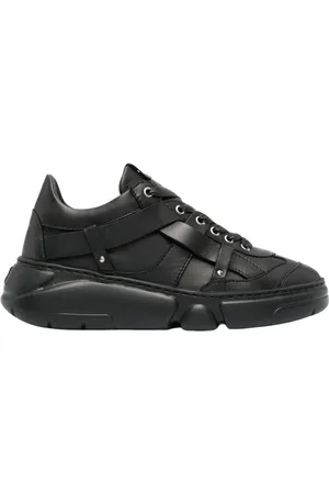 AGL ATTILIO GIUSTI LEOMBRUNI Schoenen, Dames, Zwart, 38 EU, Leer, Zwarte Leren Lage Sneaker