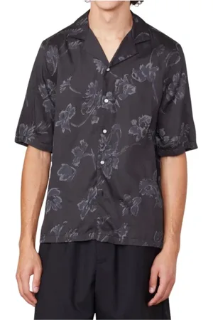 OFFICINE GENERALE Overhemden, Heren, Zwart, L, Korte mouw bloemenshirt