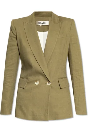 Diane von Furstenberg Jassen, Dames, Groen, 2Xs, Leer, Double-breasted blazer