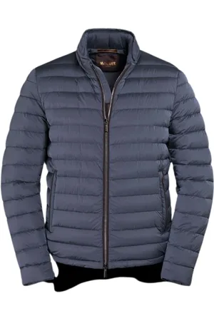 MOORER Jassen, Heren, Blauw, M, Suède, Iridescent Bomberjack met ganzendons