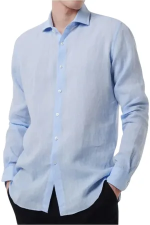 Xacus Overhemden, Heren, Blauw, 2Xl, Linnen, Linnen Overhemd Tailor Fit Knoopsluiting