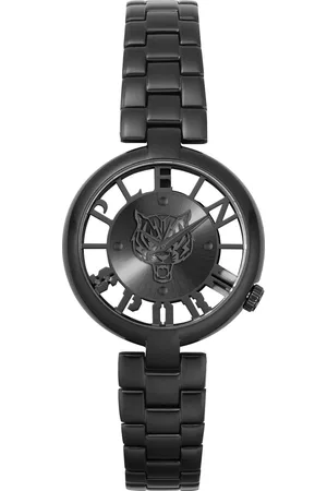 Philipp Plein Accessoires, Dames, Zwart, ONE Size, Tiger Luxe Roestvrijstalen Horloge