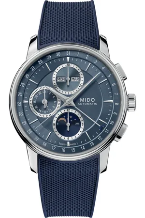 MIDO Accessoires, Heren, Blauw, ONE Size, Maanfase Chronograaf Blauwe Wijzerplaat