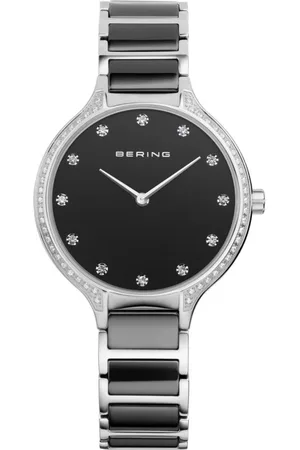 Bering Accessoires, Dames, Zwart, ONE Size, Keramisch dameshorloge met roestvrijstalen band